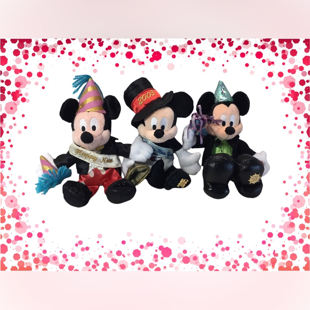 Disney WDW Mickey Mouse New Years beanies set of three